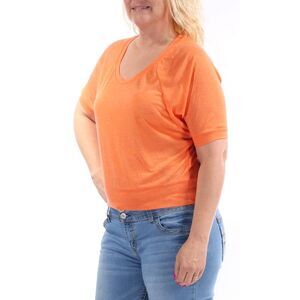 BASIC HOUSE Womens Orange Raglan Scoop Neck T-Shirt Size: L